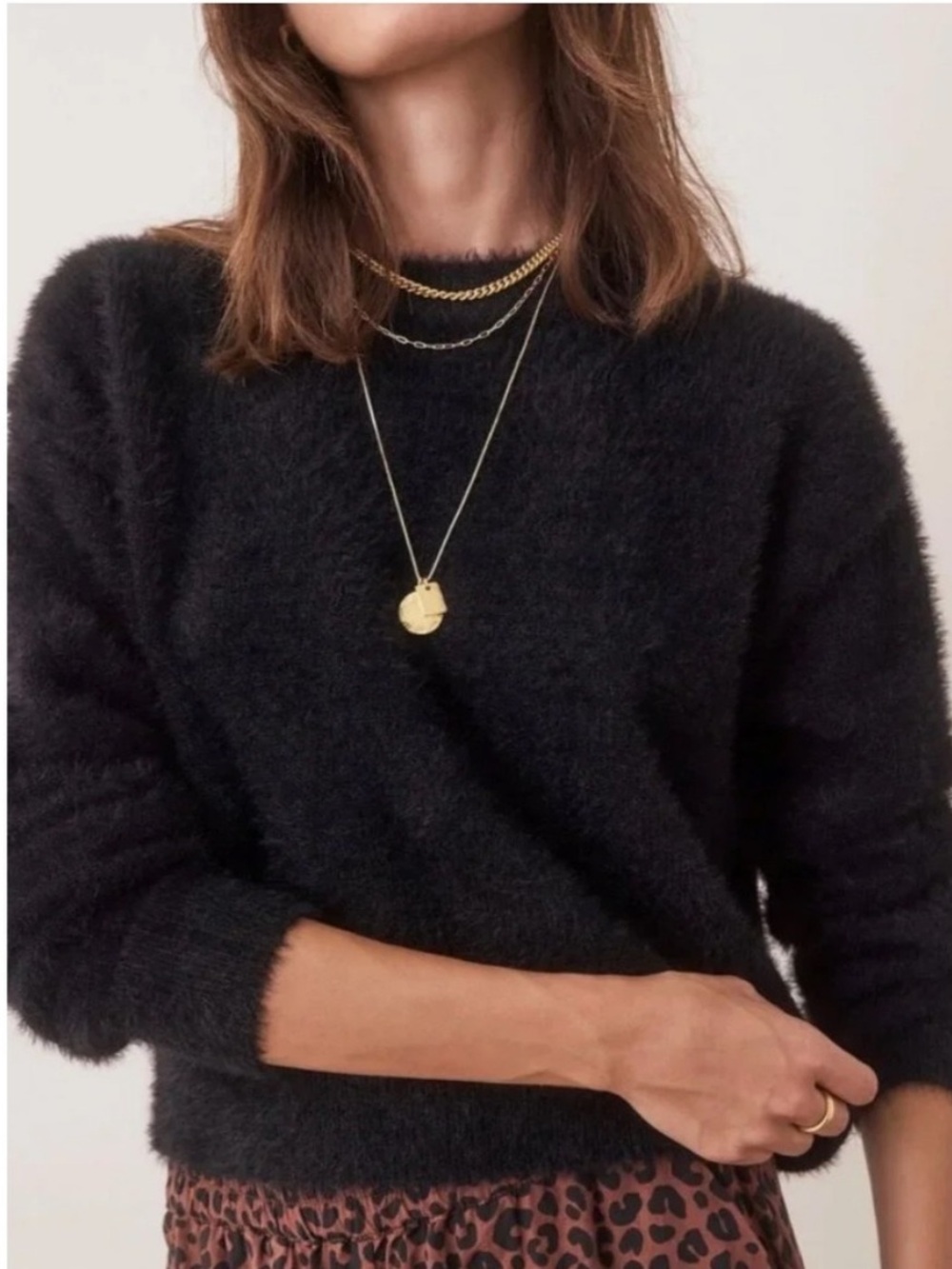 Marine Layer Eyelash Crewneck Sweater Black Size Small